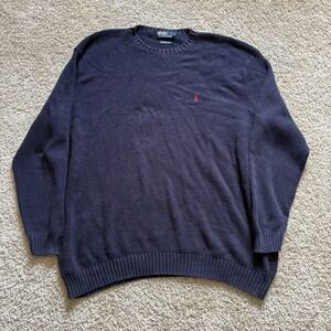 Polo Ralph Lauren Blue Sweater Cotton Knit Pullover 3XLT Navy